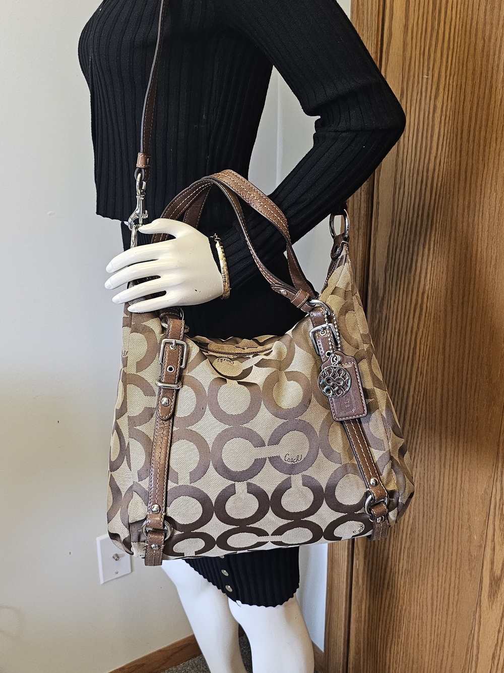 Coach Brown Signature Canvas Hobo Bag